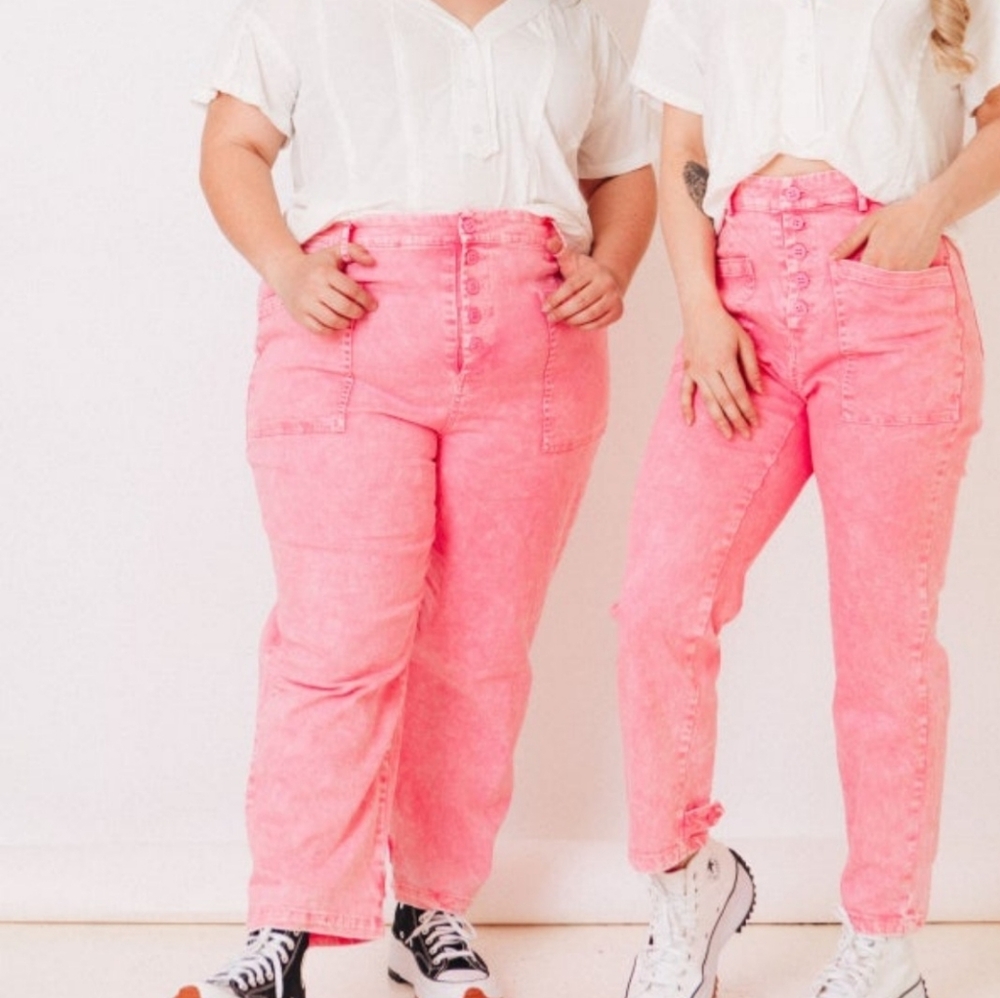 Skies Are Blue Straight Leg Acid Washed Pink Denim *No Offers*